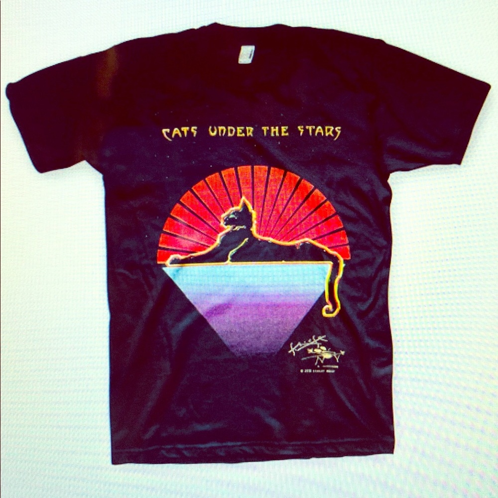 Cats Down Under the Stars mens Anvil tee shirt nwt